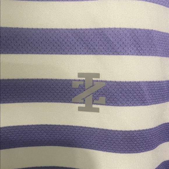 Men's IZOD GOLF Striped Polo Shirt - Purple and White/ size L - Picture 5 of 6